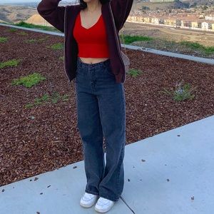 Yesstyle High-Waist Washed Loose Fit Jeans